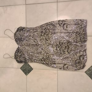 Aidan Mattox Silver Sequin Mini Dress